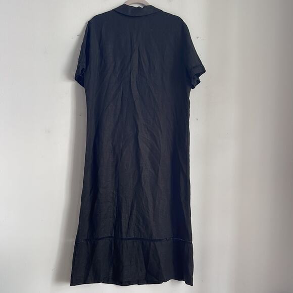 Vintage MATCH 100% linen short sleeve button down lagenlook maxi dress sz 10 - Picture 8 of 8